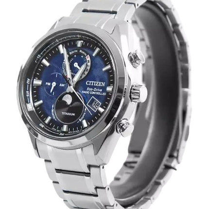 Reloj cronógrafo Citizen Tsuku-yomi Moon Phase Super Titanium con esfera azul Eco-Drive BY1010-81L 100M para hombre