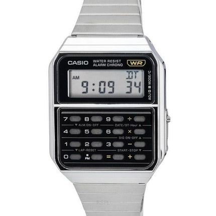 Reloj Casio Vintage con calculadora digital y cuarzo de acero inoxidable CA-500WE-1A para hombre