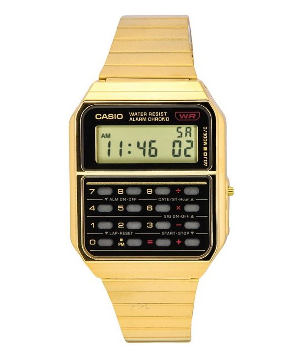 Reloj Casio Vintage con calculadora digital y cuarzo de acero inoxidable en tono dorado CA-500WEG-1A para hombre