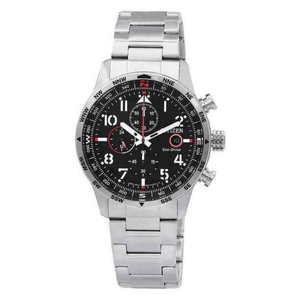 Reloj para hombre Citizen Eco-Drive cronógrafo de acero inoxidable con esfera negra CA0790-83E 100M