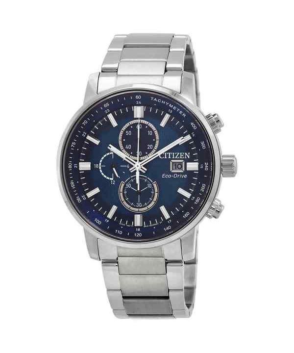 Reloj para hombre Citizen Eco-Drive cronógrafo de acero inoxidable con esfera azul CA0840-87L 100M