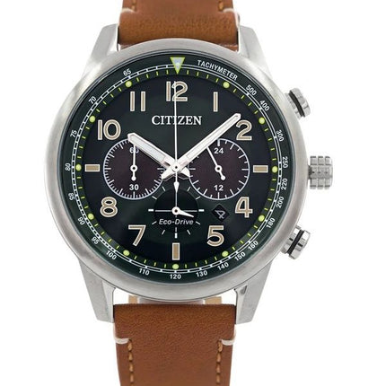 Reloj Citizen Eco-Drive Cronógrafo Correa de piel Esfera verde CA4420-21X 100M para hombre