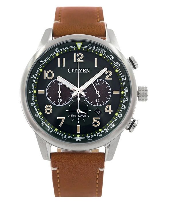 Reloj Citizen Eco-Drive Cronógrafo Correa de piel Esfera verde CA4420-21X 100M para hombre