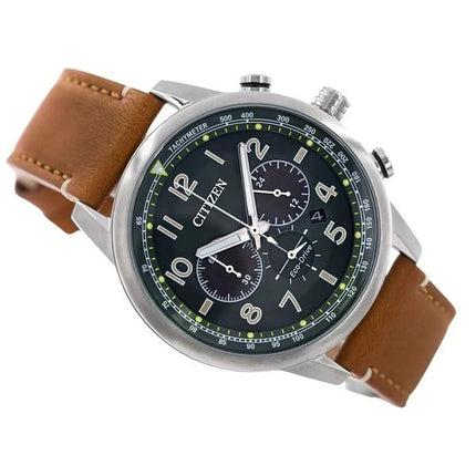 Reloj Citizen Eco-Drive Cronógrafo Correa de piel Esfera verde CA4420-21X 100M para hombre