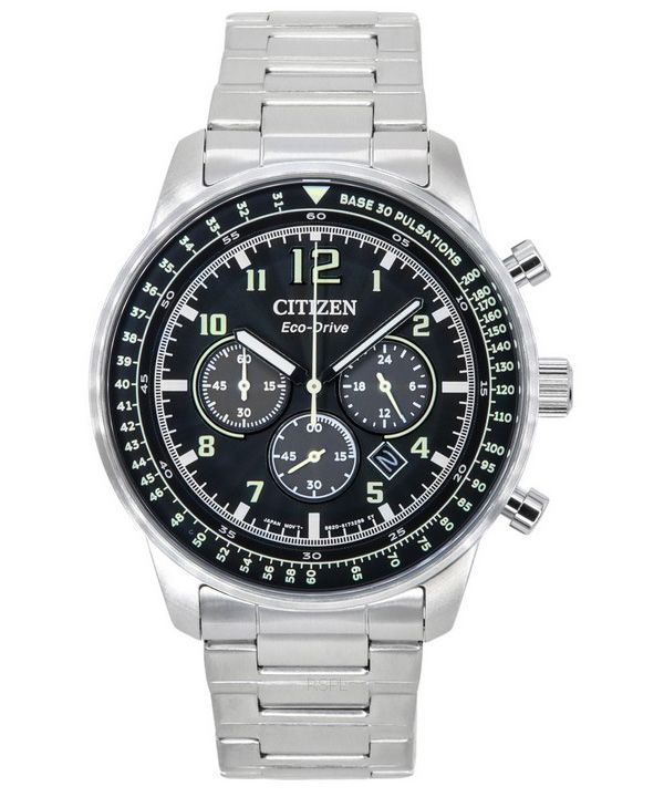 Reloj para hombre Citizen Eco-Drive cronógrafo de acero inoxidable con esfera negra CA4500-83E 100M