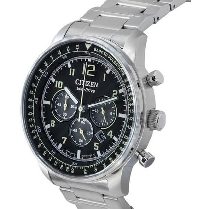 Reloj para hombre Citizen Eco-Drive cronógrafo de acero inoxidable con esfera negra CA4500-83E 100M