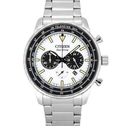 Reloj Citizen Eco-Drive cronógrafo de acero inoxidable con esfera blanca CA4500-91A 100M para hombre