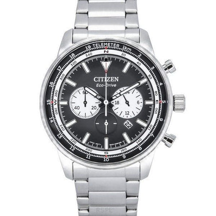 Reloj para hombre Citizen Eco-Drive cronógrafo de acero inoxidable con esfera negra CA4500-91E 100M