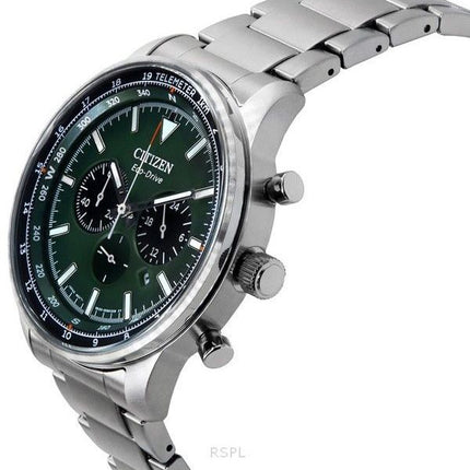 Reloj para hombre Citizen Eco-Drive cronógrafo de acero inoxidable con esfera verde CA4500-91X 100M