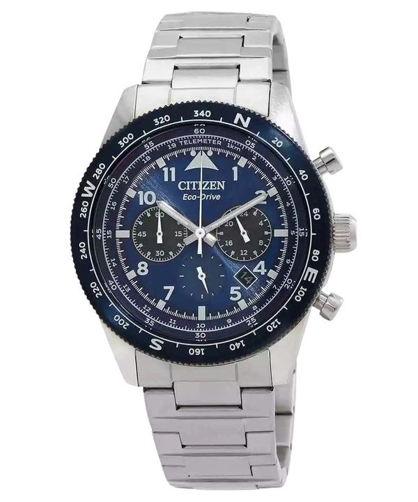 Reloj Citizen Eco-Drive Cronógrafo de acero inoxidable con esfera azul CA4554-84L 100M para hombre