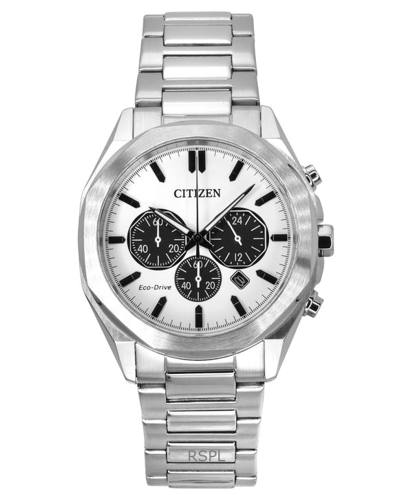 Reloj Citizen Eco-Drive Cronógrafo de acero inoxidable con esfera blanca CA4590-81A 100M para hombre