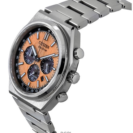 Reloj Citizen Zenshin Cronógrafo Super Titanium con esfera color salmón Eco-Drive CA4610-85Z 100M para hombre