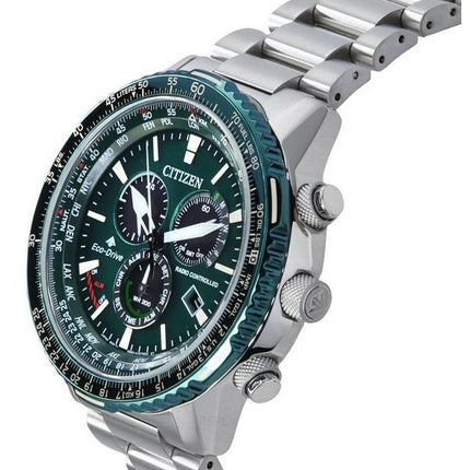 Reloj de piloto para hombre Citizen Promaster Sky AT Radio Controlled Chronograph Green Dial Eco-Drive CB5004-59W 200M