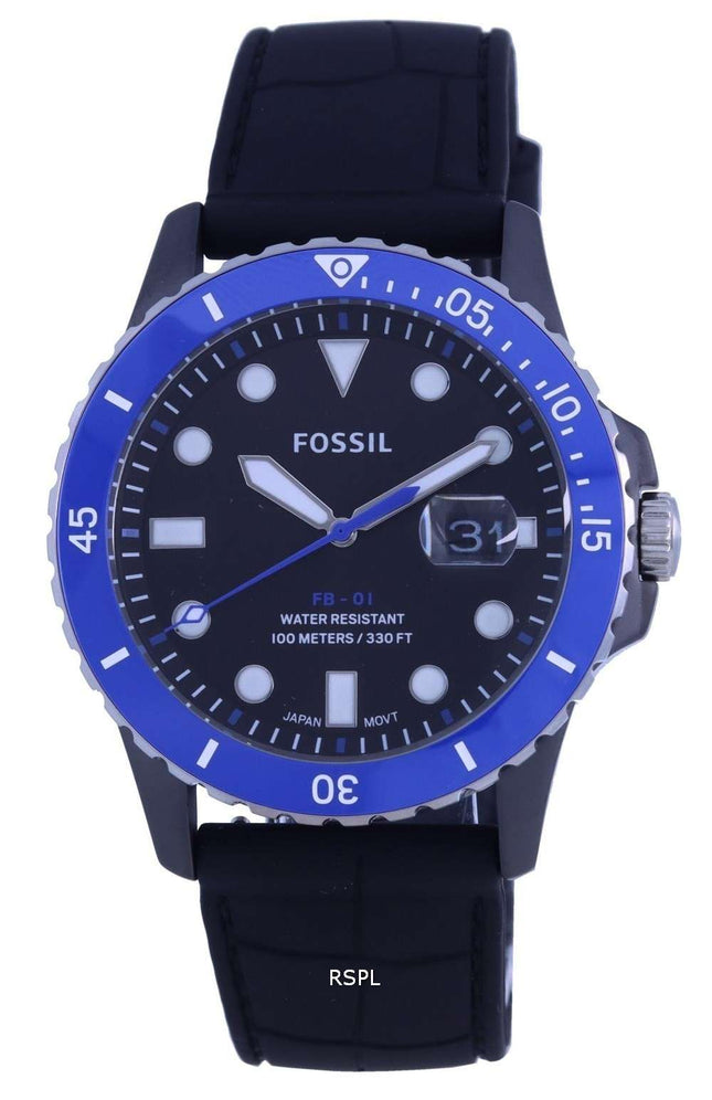 Fossil JFB-01 Reloj para hombre con correa de silicona y esfera negra de cuarzo CE5023 100M