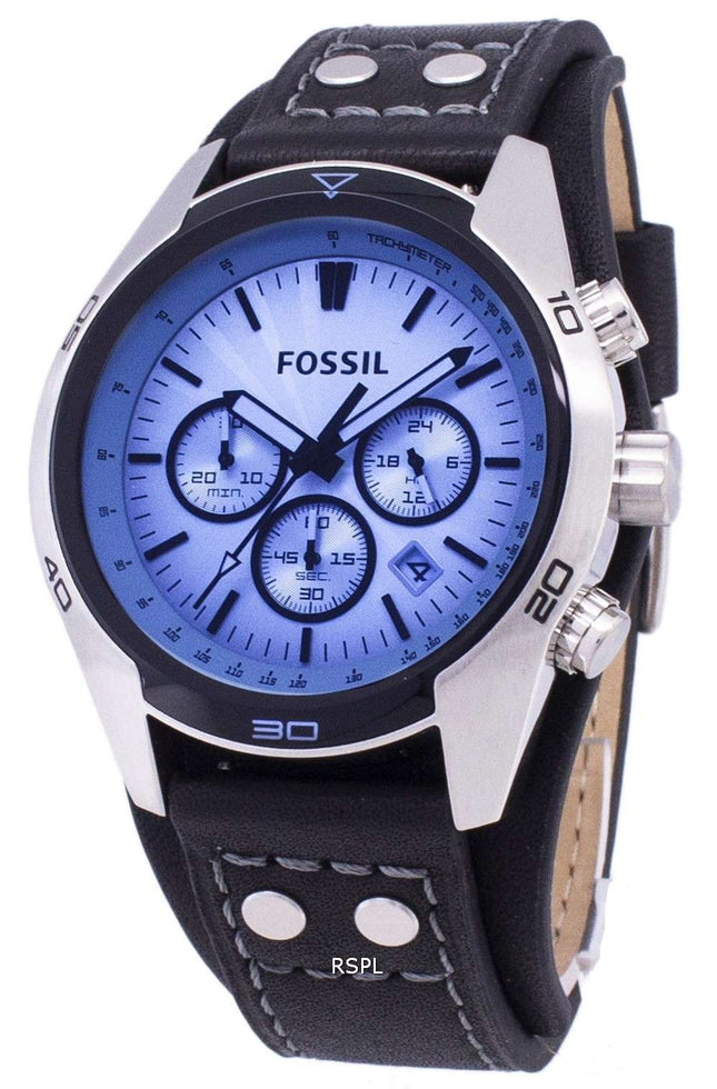 Reloj Fossil Coachman cronógrafo en cuero negro para hombre CH2564