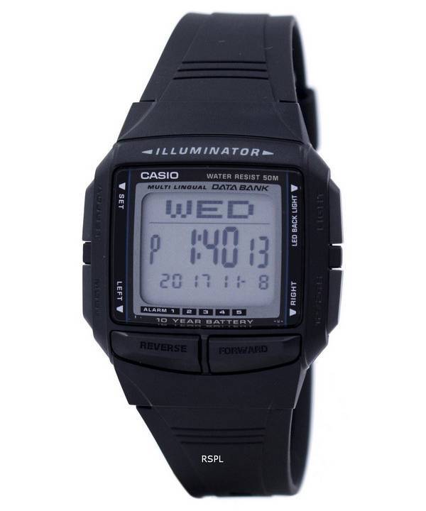 Casio Illuminator Banco de datos en varios idiomas Reloj digital DB-36-1AV DB36-1AV de tiempo dual.