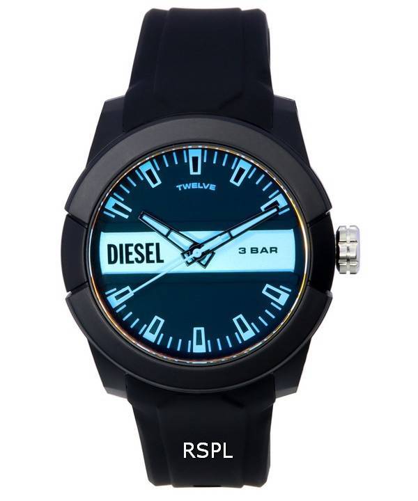 Reloj para hombre Diesel Double Up con correa de silicona y esfera multicolor de cuarzo DZ1982.