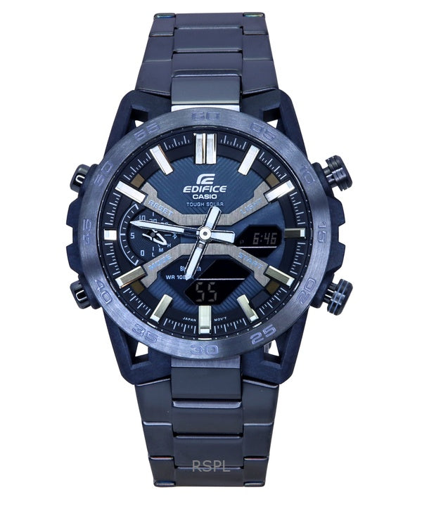 Reloj Casio Edifice analógico digital Cool Blue Edition con enlace para teléfono inteligente, esfera azul, solar ECB-2000CB-2, 1