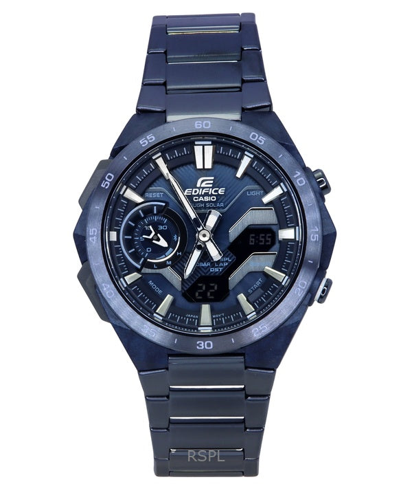 Reloj Casio Edifice Windflow analógico digital Cool Blue Edition con enlace para teléfono inteligente, esfera azul, solar ECB-22