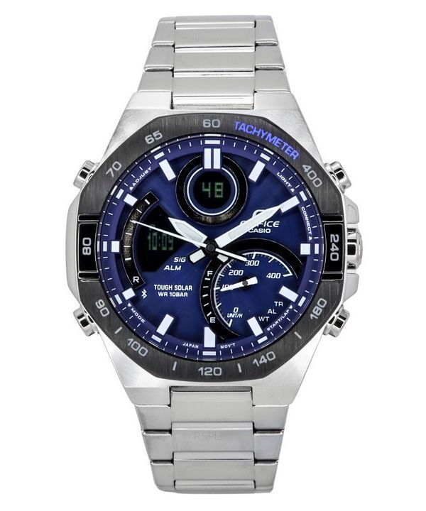 Reloj para hombre Casio Edifice analógico digital móvil enlace esfera azul Tough Solar ECB-950DB-2A 100M