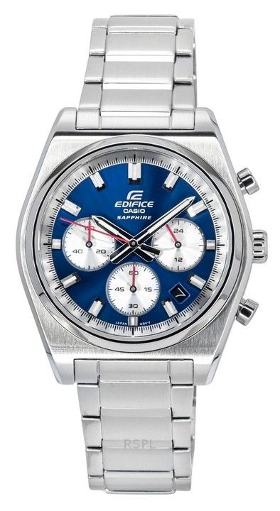 Reloj Casio Edifice analógico con cronógrafo de acero inoxidable y esfera azul de cuarzo EFB-730D-2AV 100M para hombre