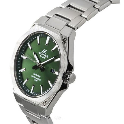 Casio Edifice Reloj analógico de acero inoxidable con cristal de zafiro y esfera verde de cuarzo EFR-S108D-3A 100M para hombre