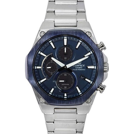 Reloj para hombre Casio Edifice analógico de línea delgada con cronógrafo de cristal de zafiro y esfera azul Solar EFS-S570DB-2A