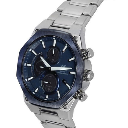 Reloj para hombre Casio Edifice analógico de línea delgada con cronógrafo de cristal de zafiro y esfera azul Solar EFS-S570DB-2A