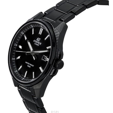 Reloj Casio Edifice analógico de acero inoxidable chapado en iones negros con esfera negra y cuarzo EFV-150DC-1A 100M para hombr