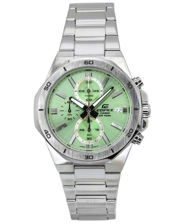 Reloj Casio Edifice Standard Cronógrafo Analógico de Acero Inoxidable con Esfera Verde de Cuarzo EFV-640D-3AV 100M para Hombre