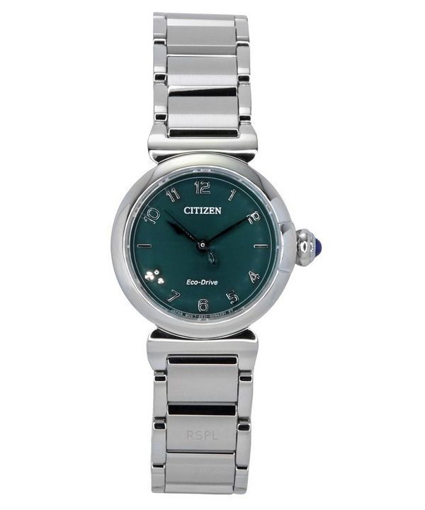 Reloj Citizen L May Bell Mini con detalles de diamantes, acero inoxidable, esfera verde, Eco-Drive EM1130-83X para mujer