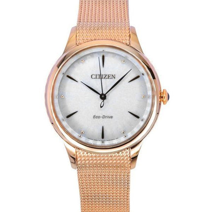 Reloj Citizen L Eco-Drive EM1153-88A para mujer, de acero inoxidable en tono oro rosa y esfera blanca