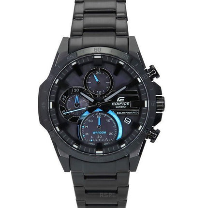 Reloj para hombre Casio Edifice Cronógrafo analógico de acero inoxidable con esfera negra Solar EQS-940DC-1B 100M