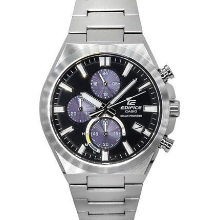 Reloj para hombre Casio Edifice Cronógrafo analógico de acero inoxidable con esfera negra Solar EQS-950D-1A 100M