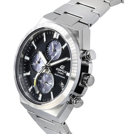 Reloj para hombre Casio Edifice Cronógrafo analógico de acero inoxidable con esfera negra Solar EQS-950D-1A 100M