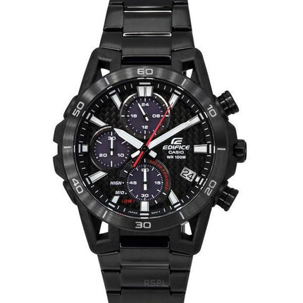 Reloj Casio Edifice Sospensione analógico con cronógrafo Black Ion de acero inoxidable y esfera negra con energía solar EQS-960D