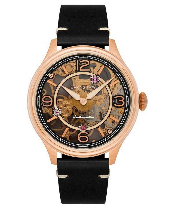 Thomas Earnshaw Baron Genuine Leather Skeleton Dial Automático ES-8231-03 Watch de Men es