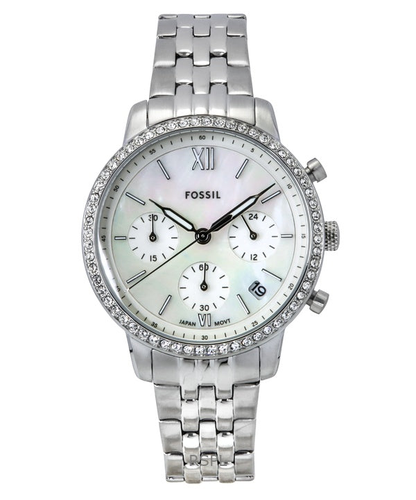 Reloj de cuarzo Fossil Neutra Chronograph con detTodoss de cristal y esfera de nácar blanco ES5357 para mujer