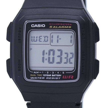 Casio Digital 5 alarmas hora doble iluminador F-201WA-1ADF F-201WA-1A reloj de hombres