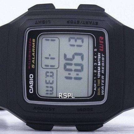 Casio Digital 5 alarmas hora doble iluminador F-201WA-1ADF F-201WA-1A reloj de hombres