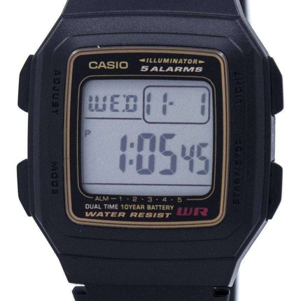 Casio Digital 5 Alarms Dual Time Illuminator F-201WA-9ADF F201WA-9ADF Reloj para hombre