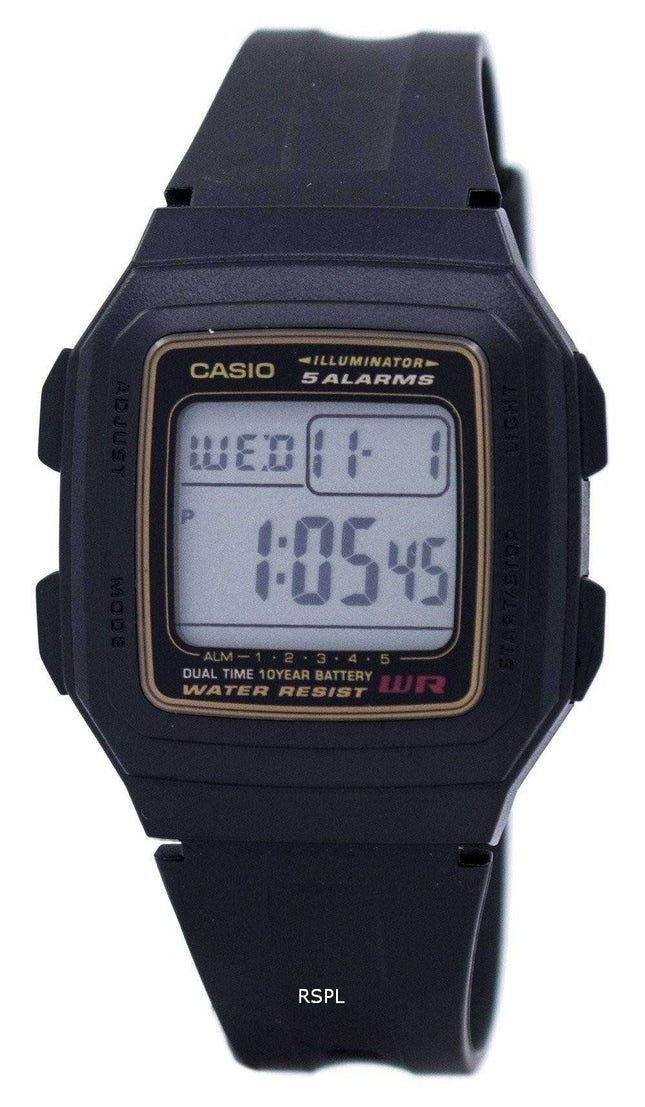 Casio Digital 5 Alarms Dual Time Illuminator F-201WA-9ADF F201WA-9ADF Reloj para hombre