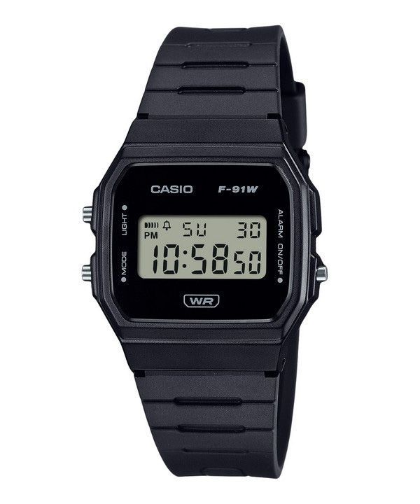 Reloj Casio POP Digital F-91WB-1A unisex con correa de resina de origen biológico y color negro