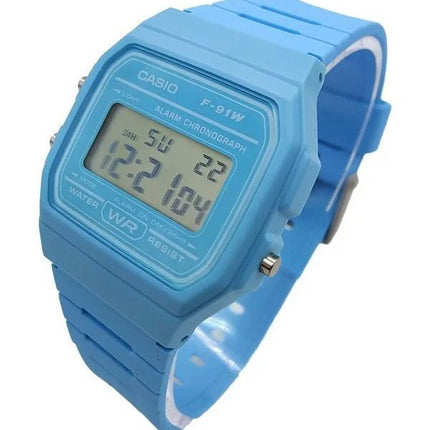 Reloj unisex Casio Digital de cuarzo con correa de resina azul F-91WC-2A