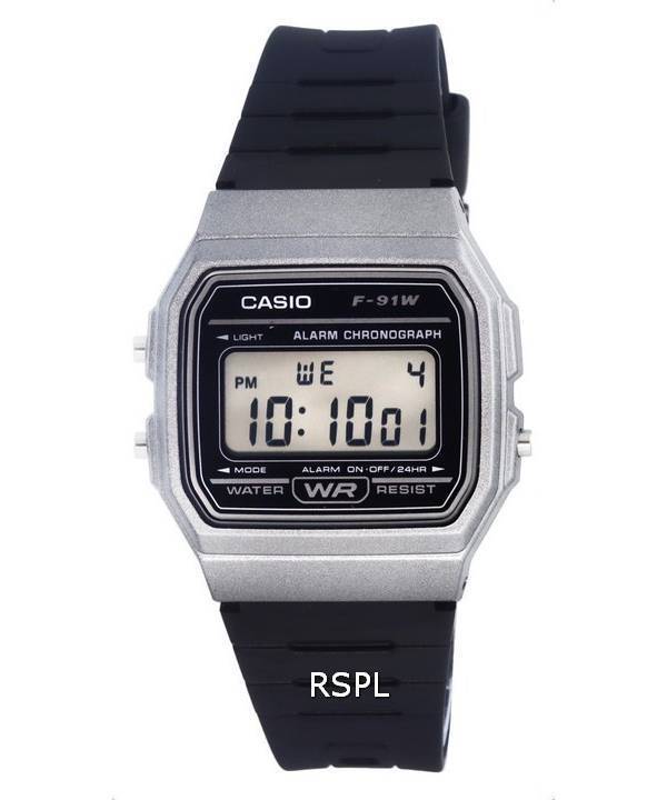 Casio Resina digital Esfera negra Cuarzo F-91WM-1B F91WM-1B Reloj para hombre