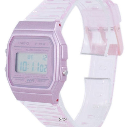 Reloj unisex Casio Youth Pink Resin Digital F-91WS-4 F91WS-4