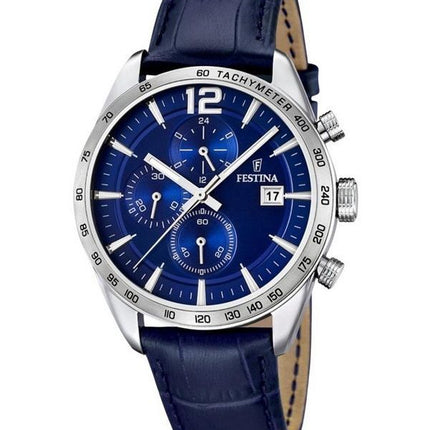 Reloj Festina Timeless Cronógrafo con correa de piel y esfera azul de cuarzo F16760-3 para hombre