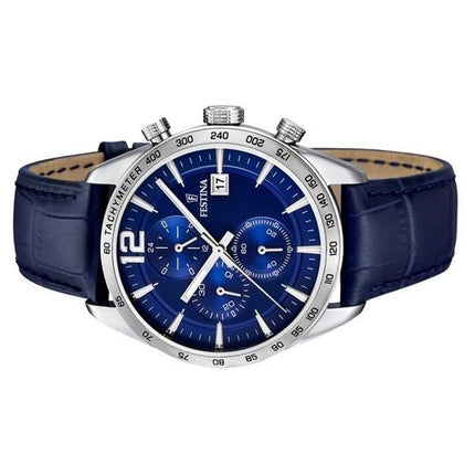 Reloj Festina Timeless Cronógrafo con correa de piel y esfera azul de cuarzo F16760-3 para hombre