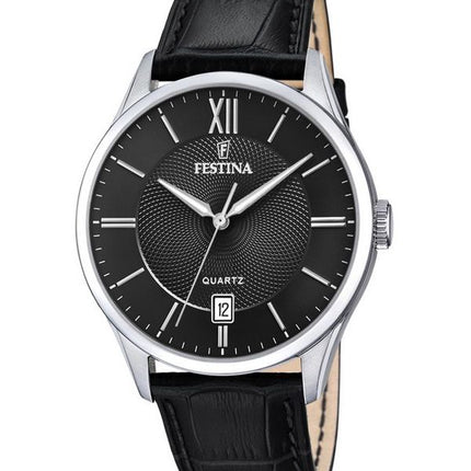 Reloj Festina Classics con correa de cuero y esfera negra de cuarzo F20426-3 para hombre