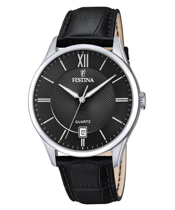 Reloj Festina Classics con correa de cuero y esfera negra de cuarzo F20426-3 para hombre